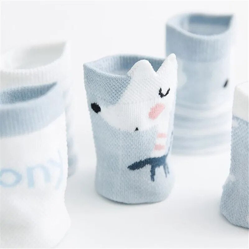 Cartoon Animal Design 5 Pairs/Lot 0-2Yrs Baby Socks childrensterritory