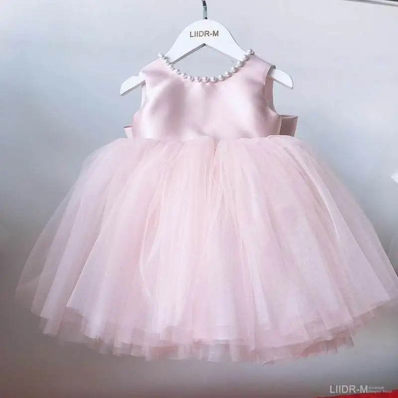 Little Girls Bridemaid Wedding Party Big Bow Princess Dress