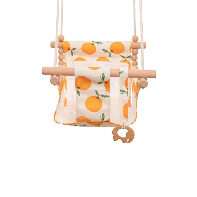 Cartoon Canvas Baby Wood Hanging Chair Outdoor Toy childrensterritory