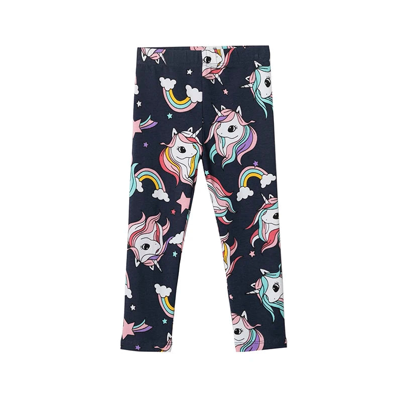 Kids Girls Cartoon Pattern Skinny Cotton Trousers