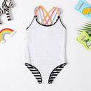 Ice Cream Printed Kids Girls Striped Beachwear Bodysuit childrensterritory