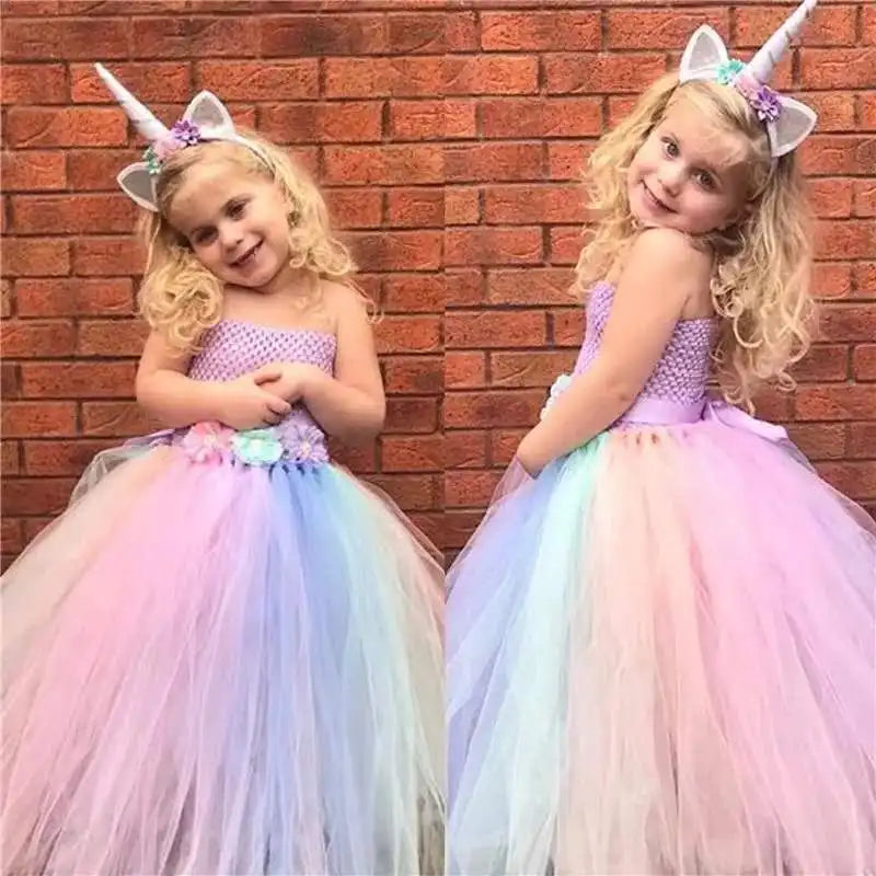Party Dresses for Girls: Ball Gown Flower Design with Daisy Ribbons