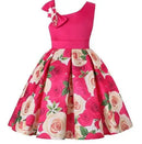 Flower Print Kids Girls Elegant Birthday Party Dresses childrensterritory