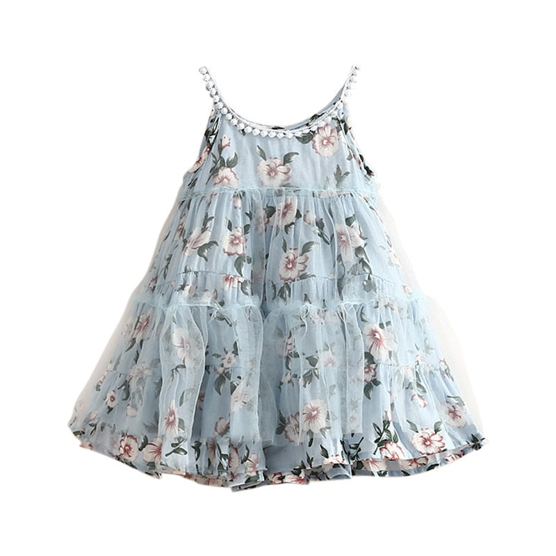 Kids Girls Floral Lace Patchwork Lining Backless Dress childrensterritory