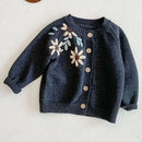 Baby Girls Long Sleeves Floral Embroidery Knitted Cardigans childrensterritory