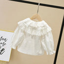 Toddler Girls Lace Design Turn Down Collar Shirts childrensterritory
