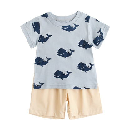 Cartoon Print Baby Boy 2pcs Casual Summer Clothing Sets childrensterritory