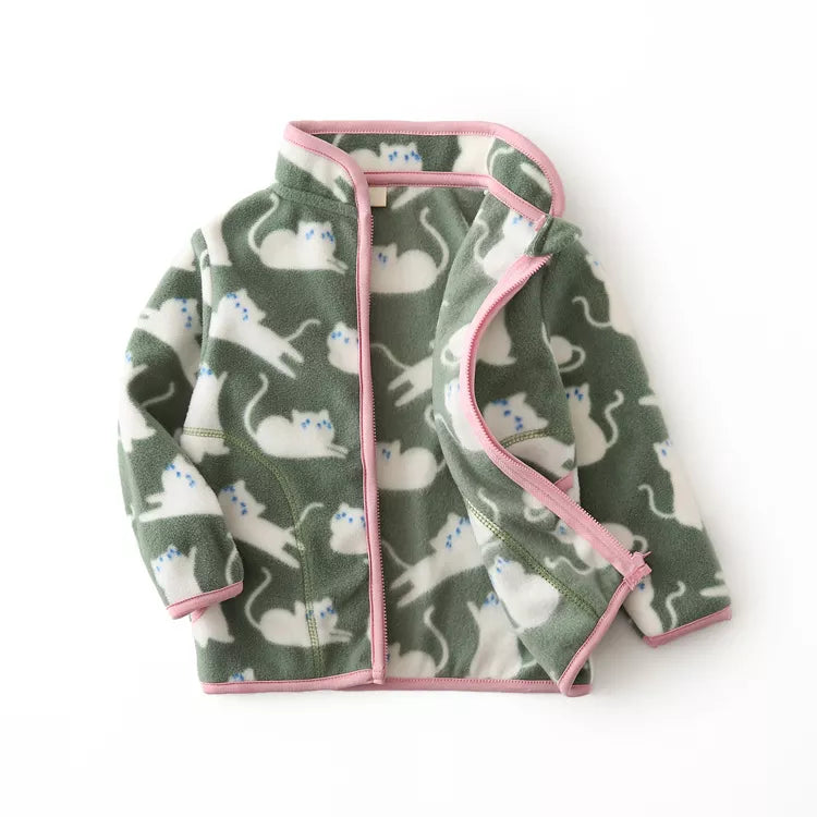 Printed Soft Fleece Kids Zipper Outerwear for Boys Girls childrensterritory