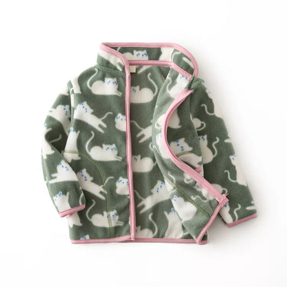 Printed Soft Fleece Kids Zipper Outerwear for Boys Girls childrensterritory