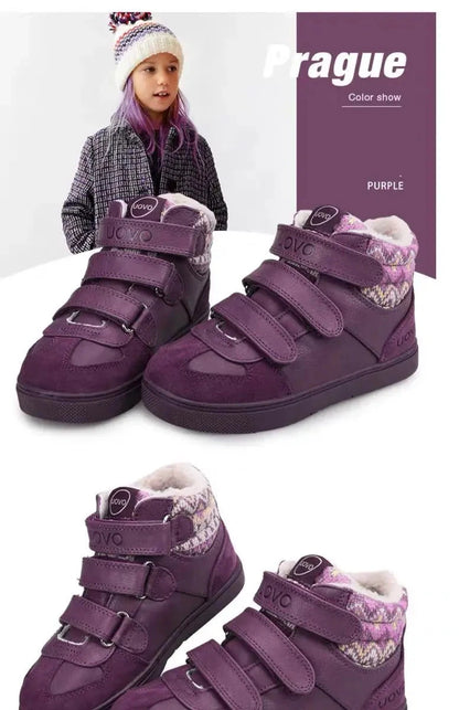 Girls Casual Velvet Velcro Design Warm Fur Shoes childrensterritory