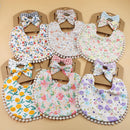 4Sets/Lot Floral Infant Burp Clothes with Bow Tie Headband childrensterritory