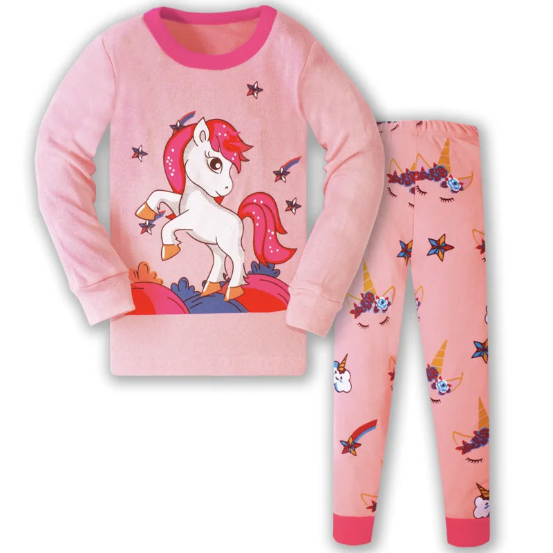 Kids Girls Cartoon Unicorn/Mermaid Print Sleepwear Set childrensterritory