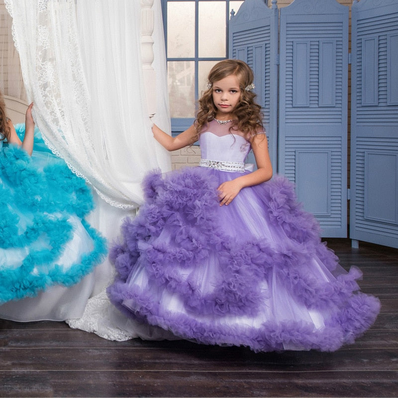 Multilayered Long Bridesmaid Pageant Dresses for Kids Girls childrensterritory