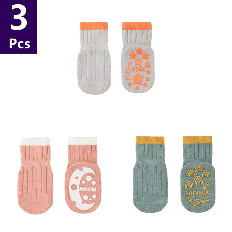 Cute Pattern: 3 Pairs/lot Anti-Slip Baby Cotton Socks childrensterritory