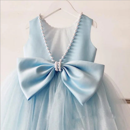 Little Girls Bridemaid Wedding Party Big Bow Princess Dress