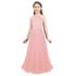 Kids Girls Halter Lace Design Chiffon Long Prom Ball Gowns childrensterritory