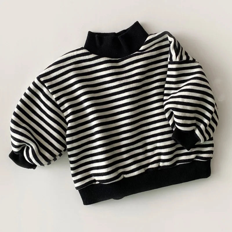 Kids' High Neck Design Warm Casual Tops