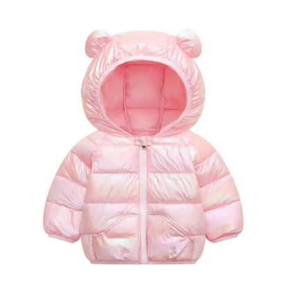 Little Girls Warm Hooded Glossy Design Jackets childrensterritory