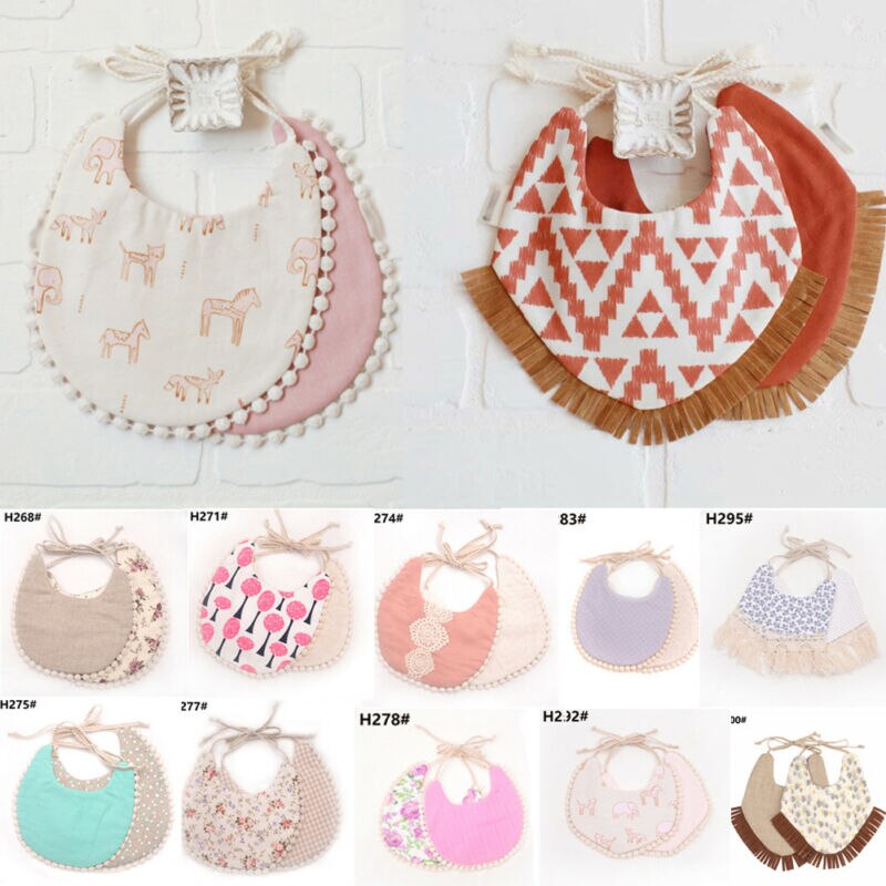 Baby Tassel Double-deck Bib | Cotton Linen Burp Cloths childrensterritory