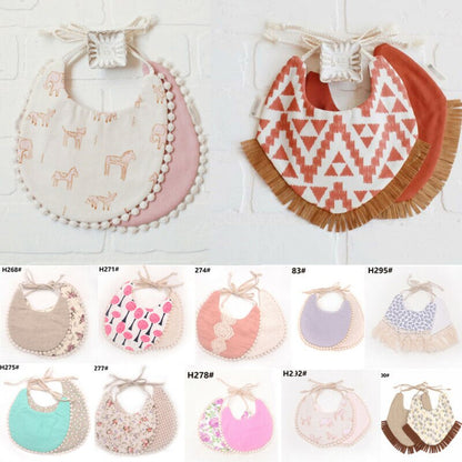 Baby Tassel Double-deck Bib | Cotton Linen Burp Cloths childrensterritory
