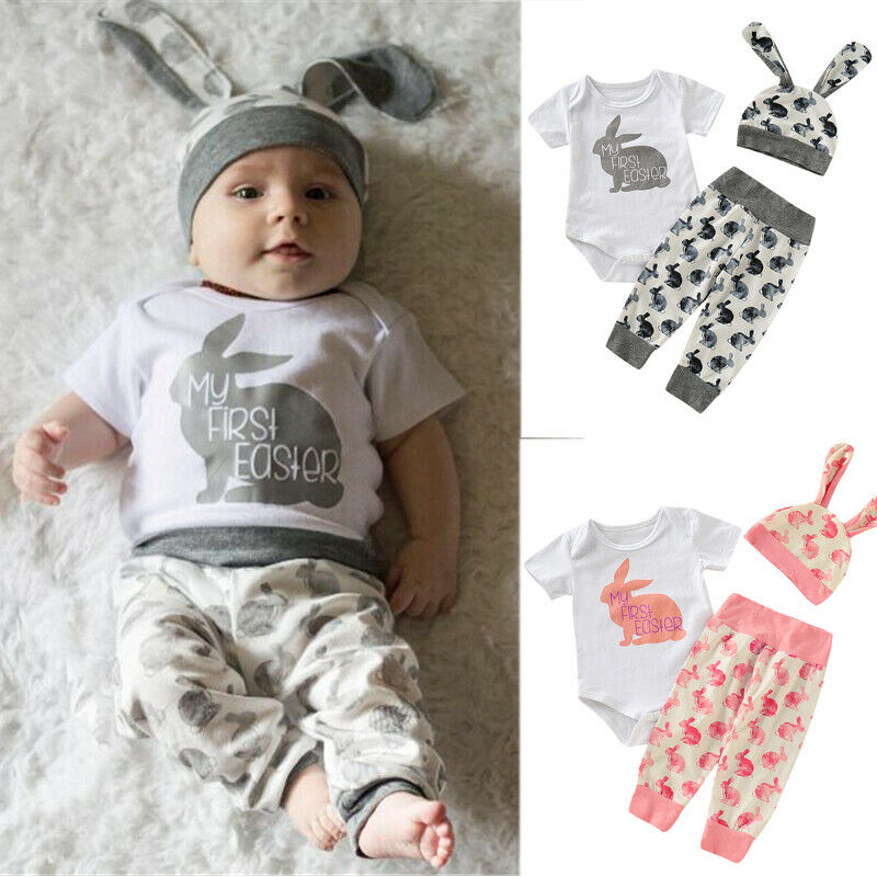 Bunny Print 3PCS Summer Outfits Set For Baby childrensterritory