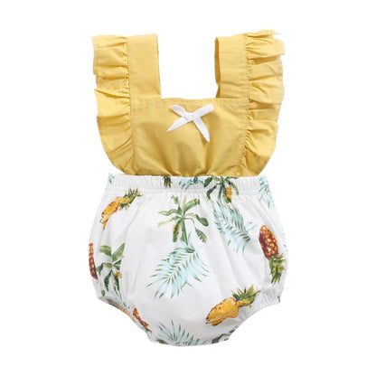 Floral Print Baby Girl Sleeveless Cotton Bodysuits childrensterritory