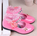 Kids Girls Cute Bowknot And Flower Design Leather Shoes childrensterritory