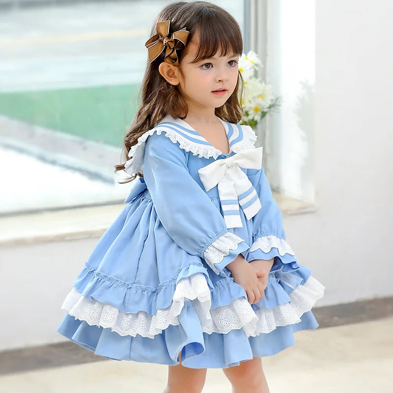 Kids Girls Spanish Bow-knot Vintage Princess Dress