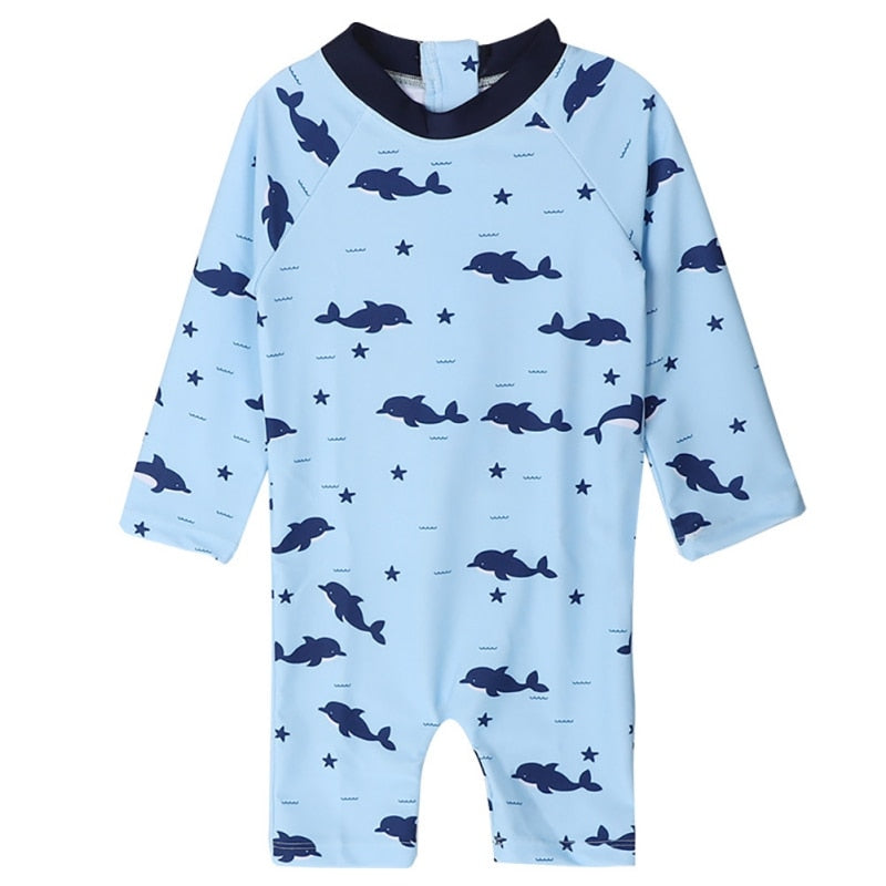 Kids Boys Cartoon Print One Piece Zipper Sunsuit Beachwear childrensterritory