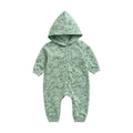 Dinosaur Print Baby Boys Long Sleeve Hooded Rompers
