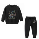 Cartoon Print Sweatshirts and Pants Tracksuit Set childrensterritory