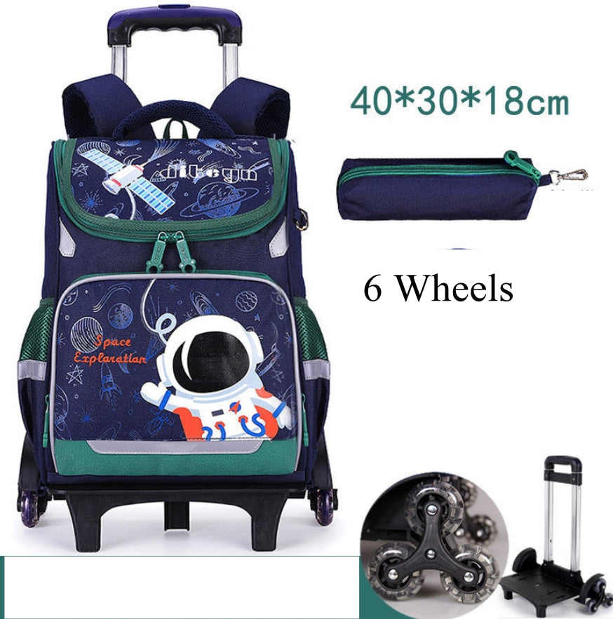 Space Theme Kids Boys School Rolling Backpacks childrensterritory