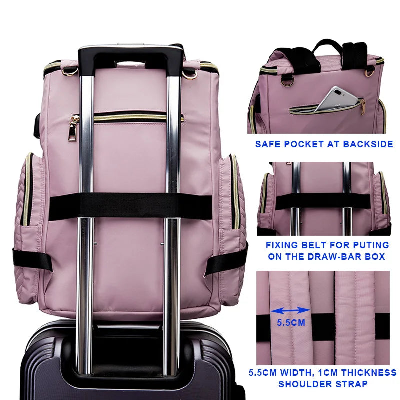Waterproof Multifunctional Baby Diaper Bag with USB Charging