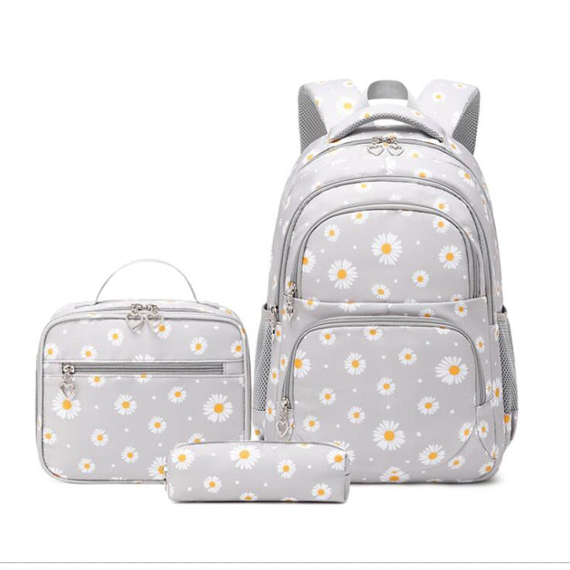 Floral Print 3 Pcs/Set School Backpack for Kids/Teen Girls childrensterritory