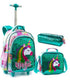 3D Unicorn Design Kids Girls School Trolley Backpack Set childrensterritory