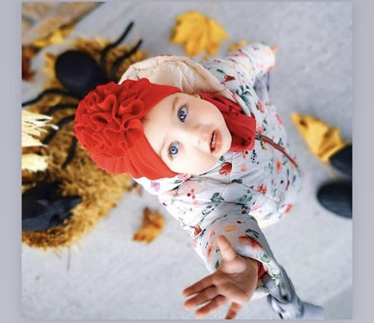 Baby Girl Donut Beanie Warm Flower Headwrap childrensterritory