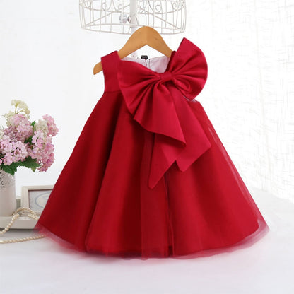 Little Girls Elegant Big Bow Tulle Wedding Party Dresses childrensterritory