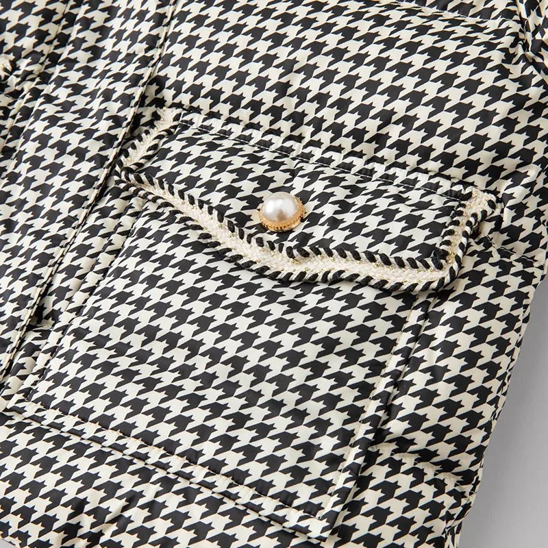 Kids Girls Plaid Down Down Padded Jacket with a Bag childrensterritory
