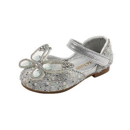 Kids Girls Pearl Butterfly Design Princess Party Shoes childrensterritory