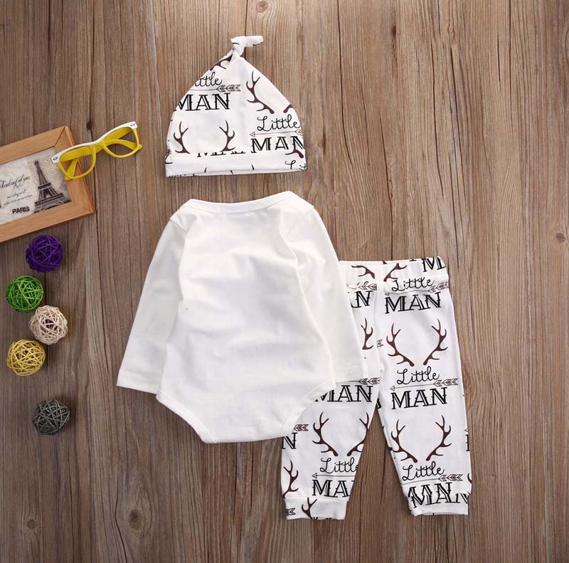 Newborn Baby Boy Letter Print 3 Piece Clothes Set childrensterritory