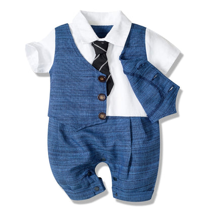 Baby Boy One-Piece Formal Gentleman Outfit Button Jumpsuit childrensterritory