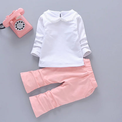 Baby Girl Long Sleeves T-shirt Vest Top And Pant Casual Suit childrensterritory