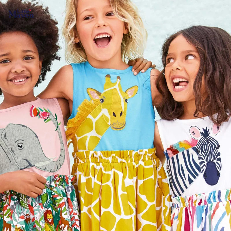 Lovely Cartoon Design Soft Cotton Summer Dresses for Girls childrensterritory