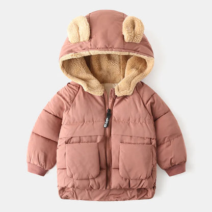 Plus Velvet Thick Hooded Parka Jacket for Kids Girls, and Boys childrensterritory