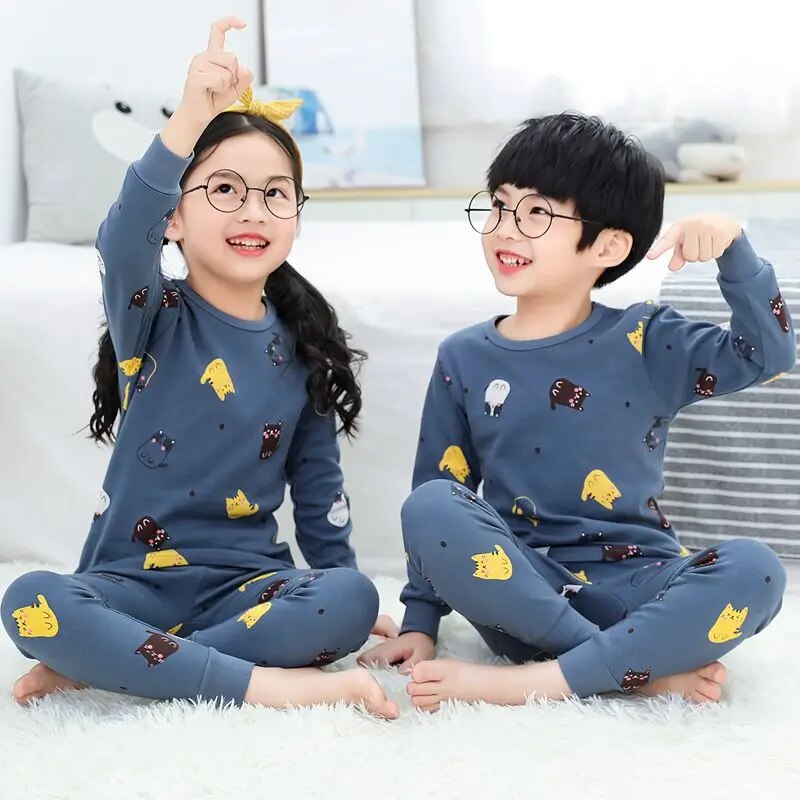 Kids Unisex Cartoon and Floral Print Soft Sleepwear Pajamas Sets childrensterritory