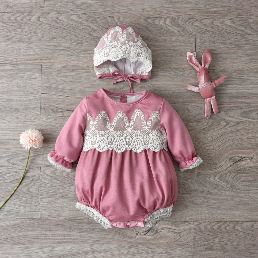 Newborn Lace Rompers With Hats for Summer childrensterritory