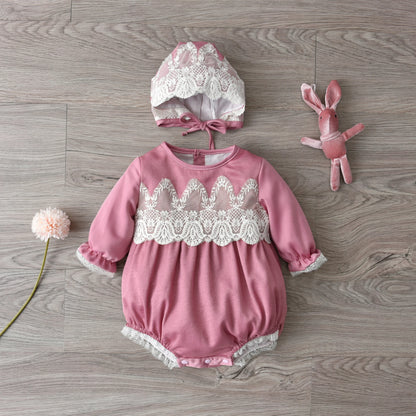 Newborn Lace Rompers With Hats for Summer childrensterritory