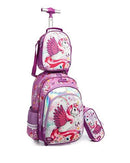 3D-printed Sequins Kids Wheeled Backpack 3 Piece Set childrensterritory