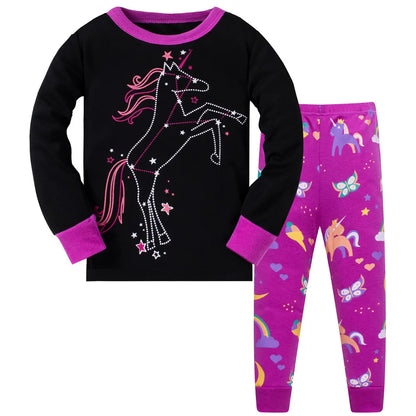 Kids Girls Cartoon Unicorn/Mermaid Print Sleepwear Set childrensterritory