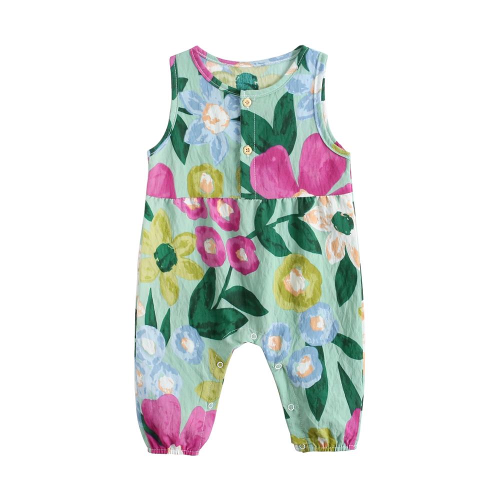 Floral Sleeveless Cotton Bodysuits for Baby Girl childrensterritory